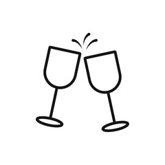 Clinking glasses icon Isolated flat vector in outline