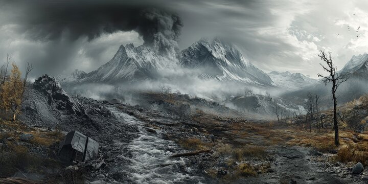 Alpine crossing showcasing the impact of cyclone Adrian, also referred to as Vaia, highlights the dramatic changes in the landscape due to the effects of this powerful cyclone.