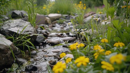 Rain Gardens: Eco-friendly landscaping designed to absorb rainwater runoff, reducing flooding while promoting natural water filtration and supporting local ecosystems.

