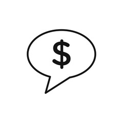 Comment dollar icon Isolated flat vector in outline