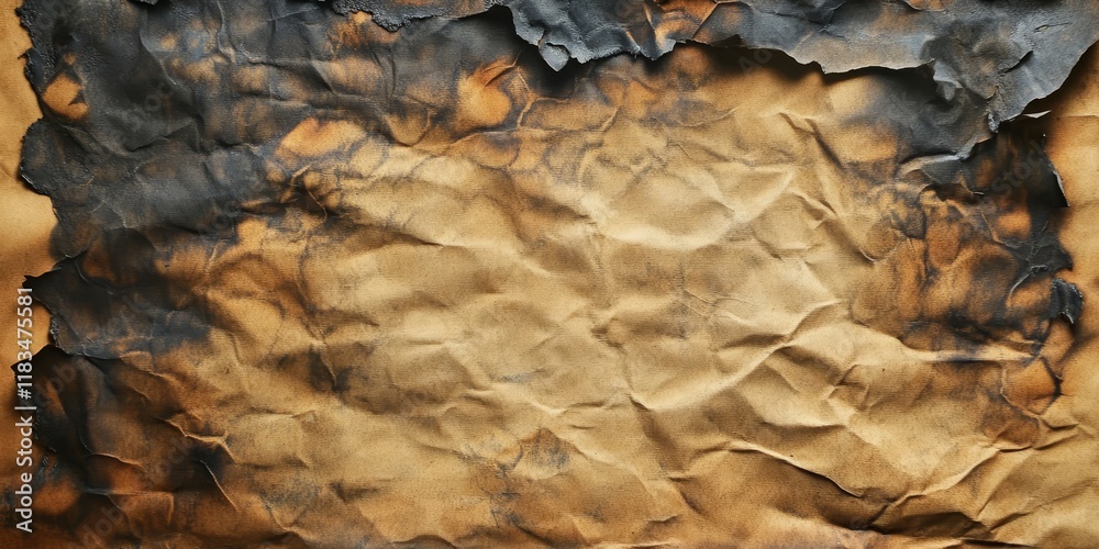 Poster a sheet of old burnt paper displays unique textures and tones, making it an intriguing subject. the 