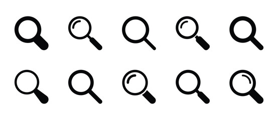 Set of Search icons vector. Magnify symbol illustration on white background