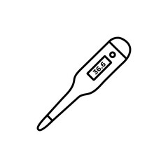 Digital thermometer icon Isolated flat vector in outline