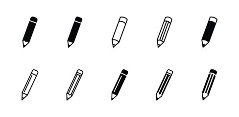 Set of pencil icons symbol vector isolated on white background