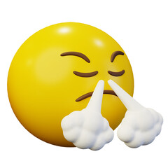 3d Emoticon Frustrated with Steam on Nose Yellow Ball Emoticon Emoji or Smiley