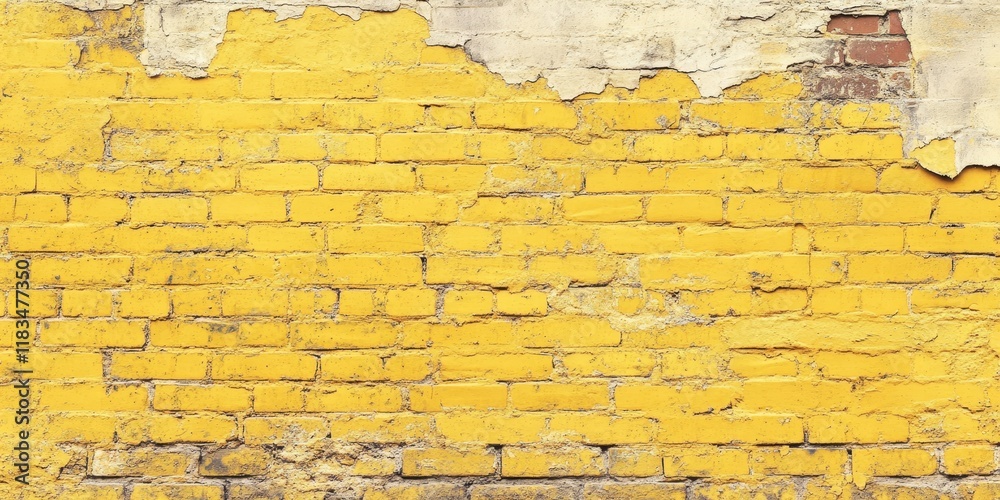 Aufkleber worn, weathered, and dirty yellow brick wall background creates a textured and rustic appearance, pe