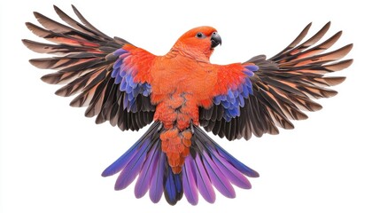 Fototapeta premium Exotic parrot in flight tropical forest wildlife photography vibrant colors close-up nature's beauty