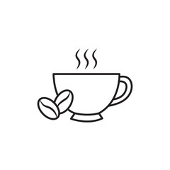 Hot coffee cup icon Isolated flat vector in outline