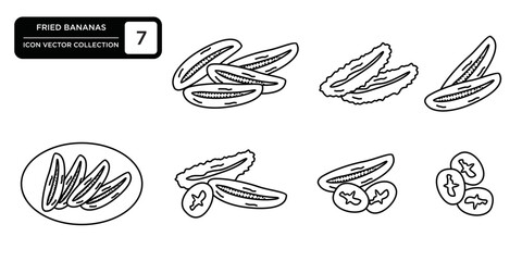 Fried banana icon collection, editable and resizable vector icon templates.