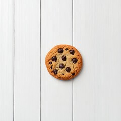 Perfectly Baked Chocolate Chip Cookie on Wood