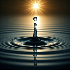 Serene Water Drop Impacting Liquid Surface