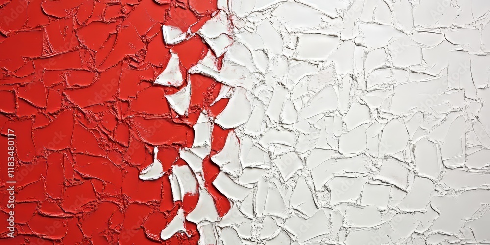 Poster vibrant red and white wall texture creates a stunning visual effect, showcasing the intricate patter
