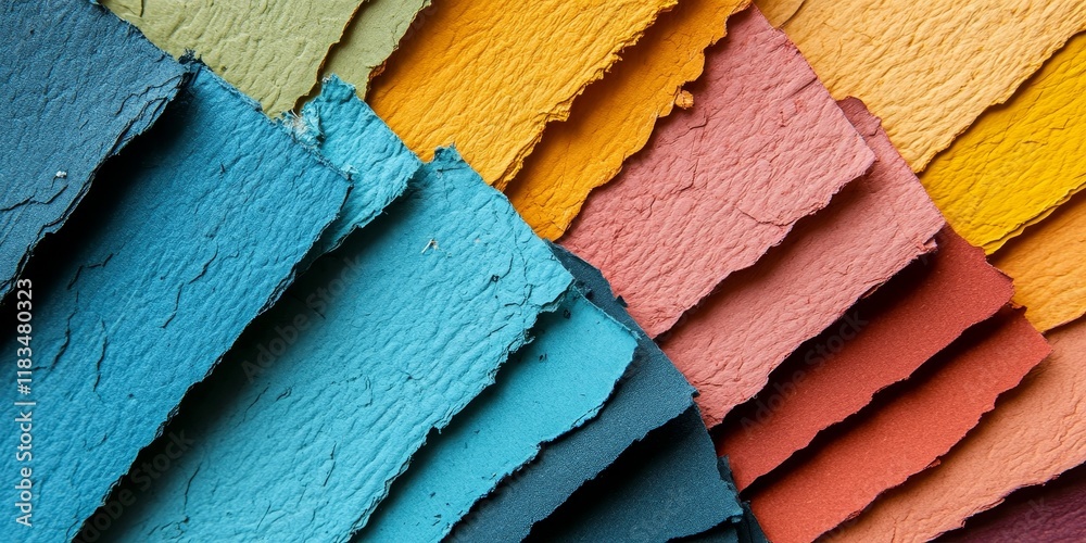 Poster Lively and bright, the texture of this craft paper made from natural materials showcases a striking array of colors, creating a visually appealing design.