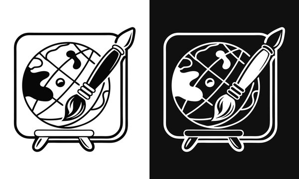 World Art Day icon design with black and white background.
