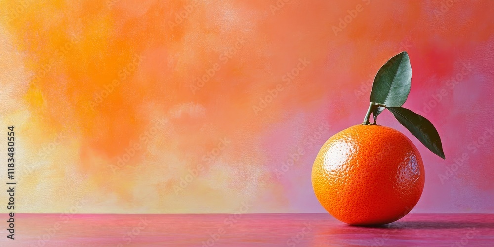 Poster mandarin fruit displayed against a vibrant colored background, showcasing the rich hues and textures