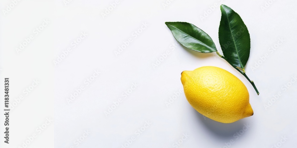 Aufkleber isolated lemon with leaves presented on a white background, highlighting the freshness and vibrant c