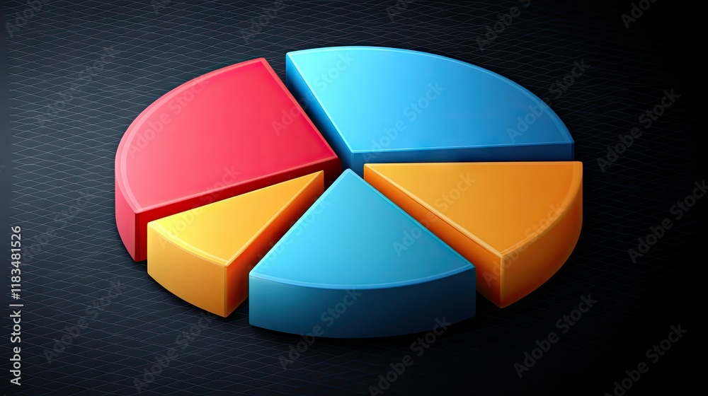 Wall mural 3d colorful pie chart data visualization for business reports