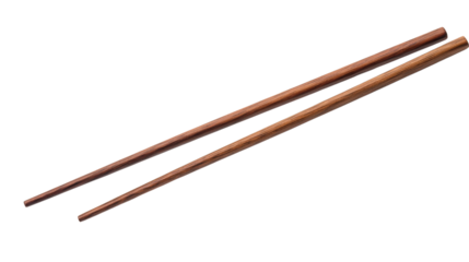 Pair of wooden chopsticks isolated on white background