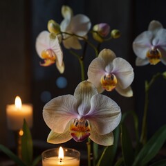 orchid on black background