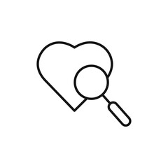 Search heart icon Isolated flat vector in outline