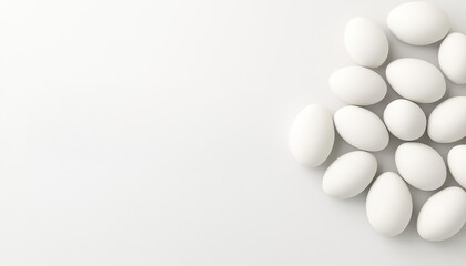 Fresh white eggs beautifully arranged on a clean surface, perfect for cooking or baking inspiration.