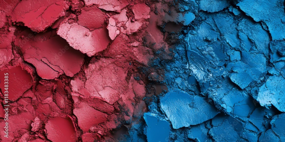 Poster vibrant red and blue colored clay soil creates a striking contrast, showcasing the unique characteri