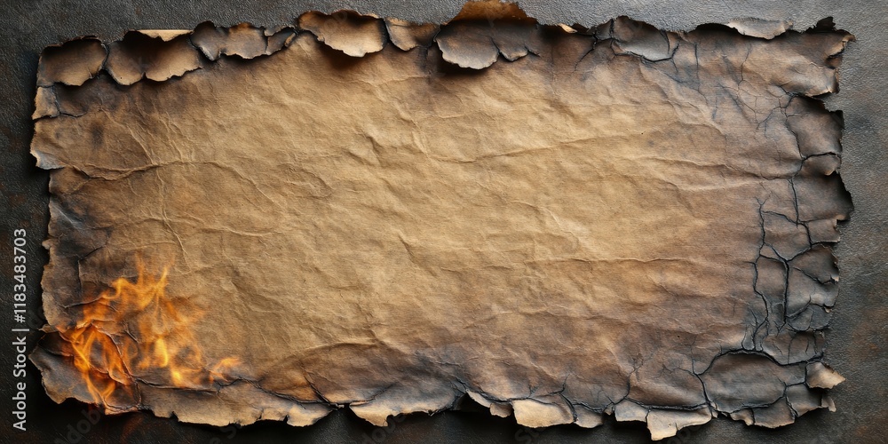 Poster a sheet of old burnt paper displays unique textures and tones, making it an intriguing subject. the 