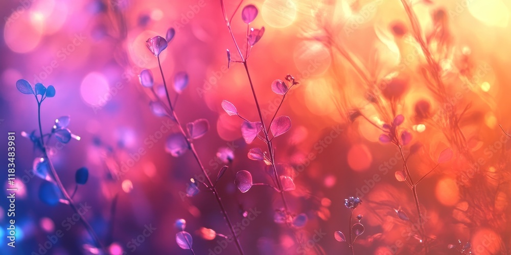 Poster Defocused abstract background featuring vibrant plant elements, creating an artistic representation of nature s beauty through a dreamy plant inspired ambiance. Ideal for various creative projects.