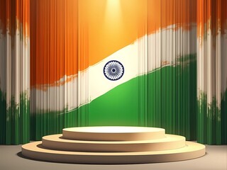 Tri-colour platform showcasing festive products and promotions for India's Republic Day, reflecting the country's rich culture, generative ai	
