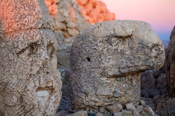 Head of Zeus at Eastern terrace at the Mount Nemrut in southeastern Turkey at dawn