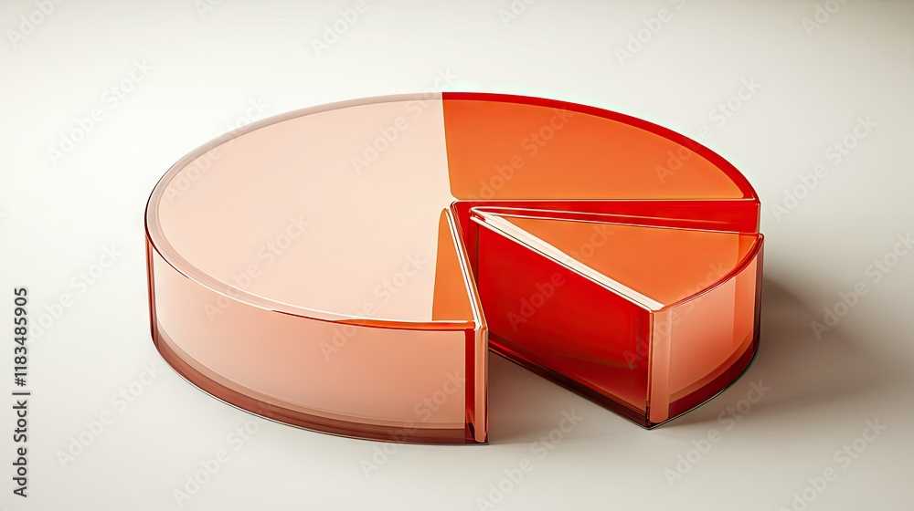 Wall mural 3d red and pink pie chart data visualization