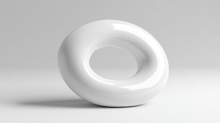 3D Render of a Smooth White Torus on a Light Gray Background