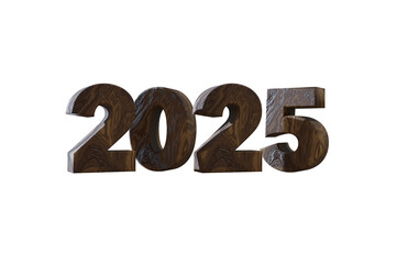 3D Illustration, font 2025 background new year , Surface or wood