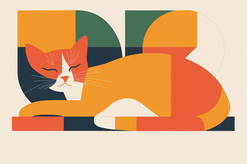 A minimalist graphic design illustration of Cat.