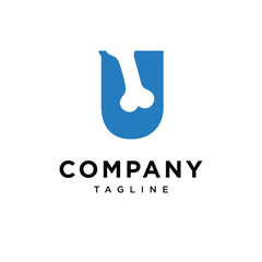 Letter U Bone Cute Logo Icon Vector