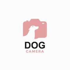 Dog and photography simple and modern logo 