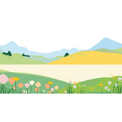 Summer landscape border illustration colorful scenery vector