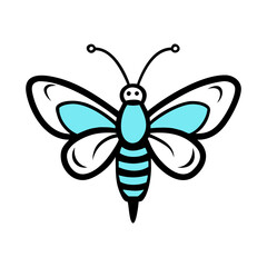 butterfly doodle icon vector illustration