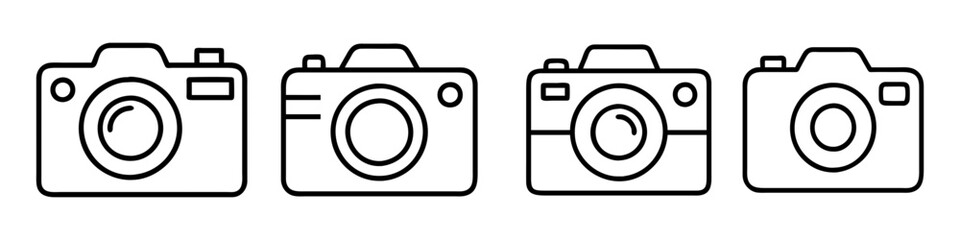 digital camera icon, electronics line art, electronics vector - simple black line art icon of digital camera perfect for logos, and electronics-themed designs.