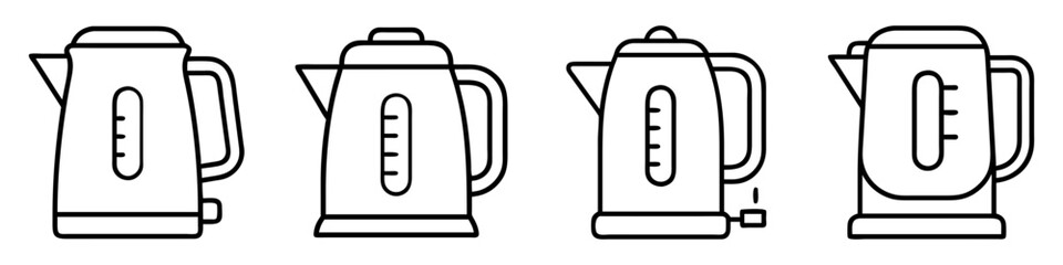electric kettle icon, electronics line art, electronics vector - simple black line art icon of electric kettle perfect for logos, and electronics-themed designs.