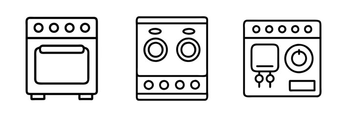 electric stove icon, electronics line art, electronics vector - simple black line art icon of electric stove perfect for logos, and electronics-themed designs.