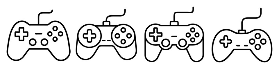 game controller icon, electronics line art, electronics vector - simple black line art icon of game controller perfect for logos, and electronics-themed designs.