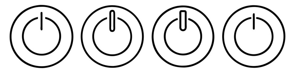 power button icon, electronics line art, electronics vector - simple black line art icon of power button perfect for logos, and electronics-themed designs.