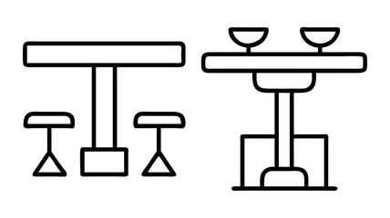 bar table icon, furniture line art, furniture vector - simple black line art icon of bar table perfect for logos, and furniture-themed designs.
