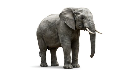 Majestic African Elephant Wildlife Animal Isolated on White Background