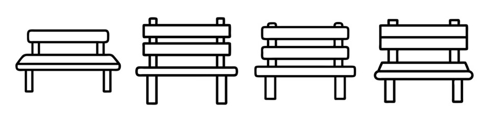 bench icon, furniture line art, furniture vector - simple black line art icon of bench perfect for logos, and furniture-themed designs.