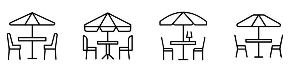 outdoor dining set icon, furniture line art, furniture vector - simple black line art icon of outdoor dining set perfect for logos, and furniture-themed designs.