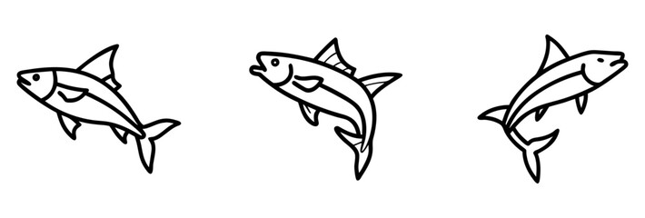 cobia icon, fish line art, fish vector - simple black line art icon of cobia perfect for logos, and fish-themed designs.