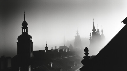 Obraz premium Gothic cathedral in misty morning