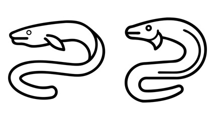 eel icon, fish line art, fish vector - simple black line art icon of eel perfect for logos, and fish-themed designs.